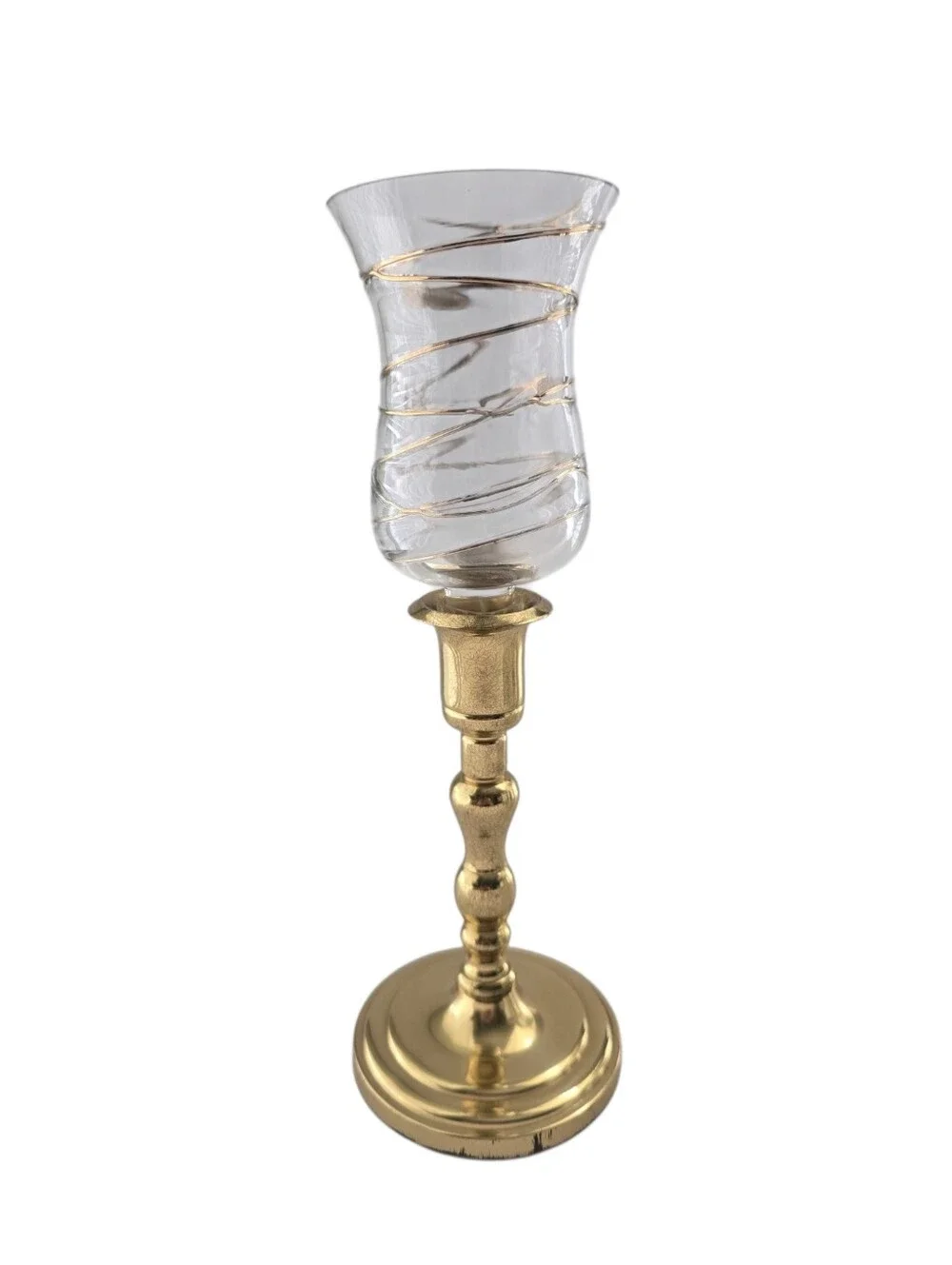 Partylite Rare Calypso Gold Peglite Candle Holder Hurricane – 10” Tall